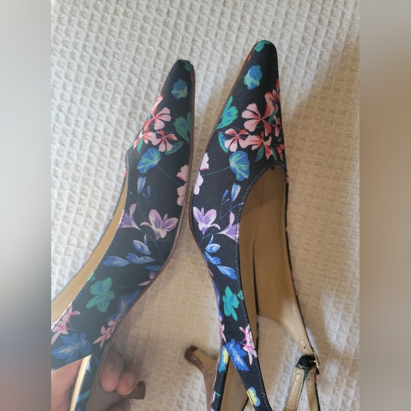 Talbots Women's Floral Slingback Heels - Black - Picture 10 of 11